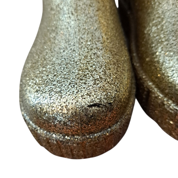 UGG Women's Gold Glitter Cozy Robber Rain Boots Branded Platform Size 8 - Picture 12 of 13